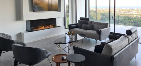 Ecosmart Fire Flex 86BY.BXR Bay Fireplace Insert - Black Finish / Stainless Steel Burner - ESF.FX.86BY.BXR